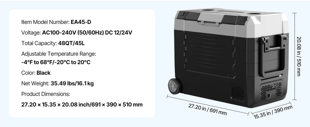 SucceBuy 20L 22L 35L 45L 55L Car Refrigerator Mini Fridge Freezer Portable Compressor Cooler DC 110-240V Ice Box for Camping