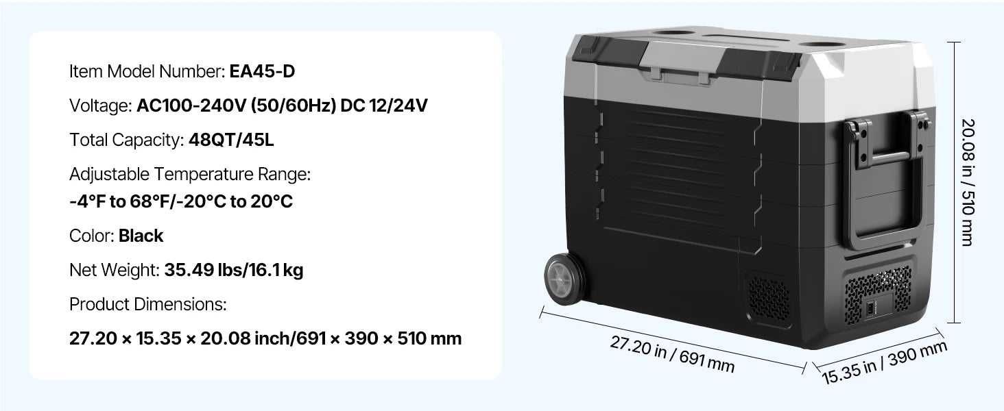 SucceBuy 20L 22L 35L 45L 55L Car Refrigerator Mini Fridge Freezer Portable Compressor Cooler DC 110-240V Ice Box for Camping